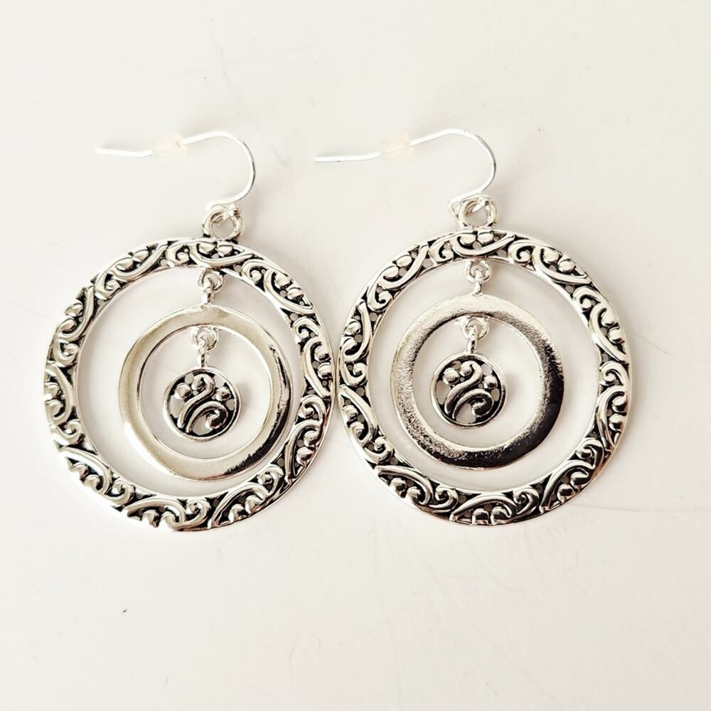 Boho Silver Hoop Earrings